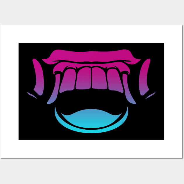 Bali Demon Mask Fangs Vaporwave Wall Art by aaallsmiles